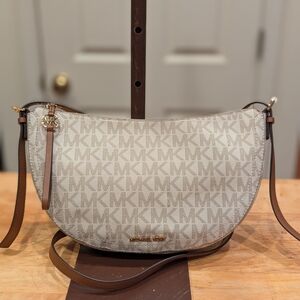 Michael Kors Vanilla Signature Logo Leather Crossbody Bag NWOT